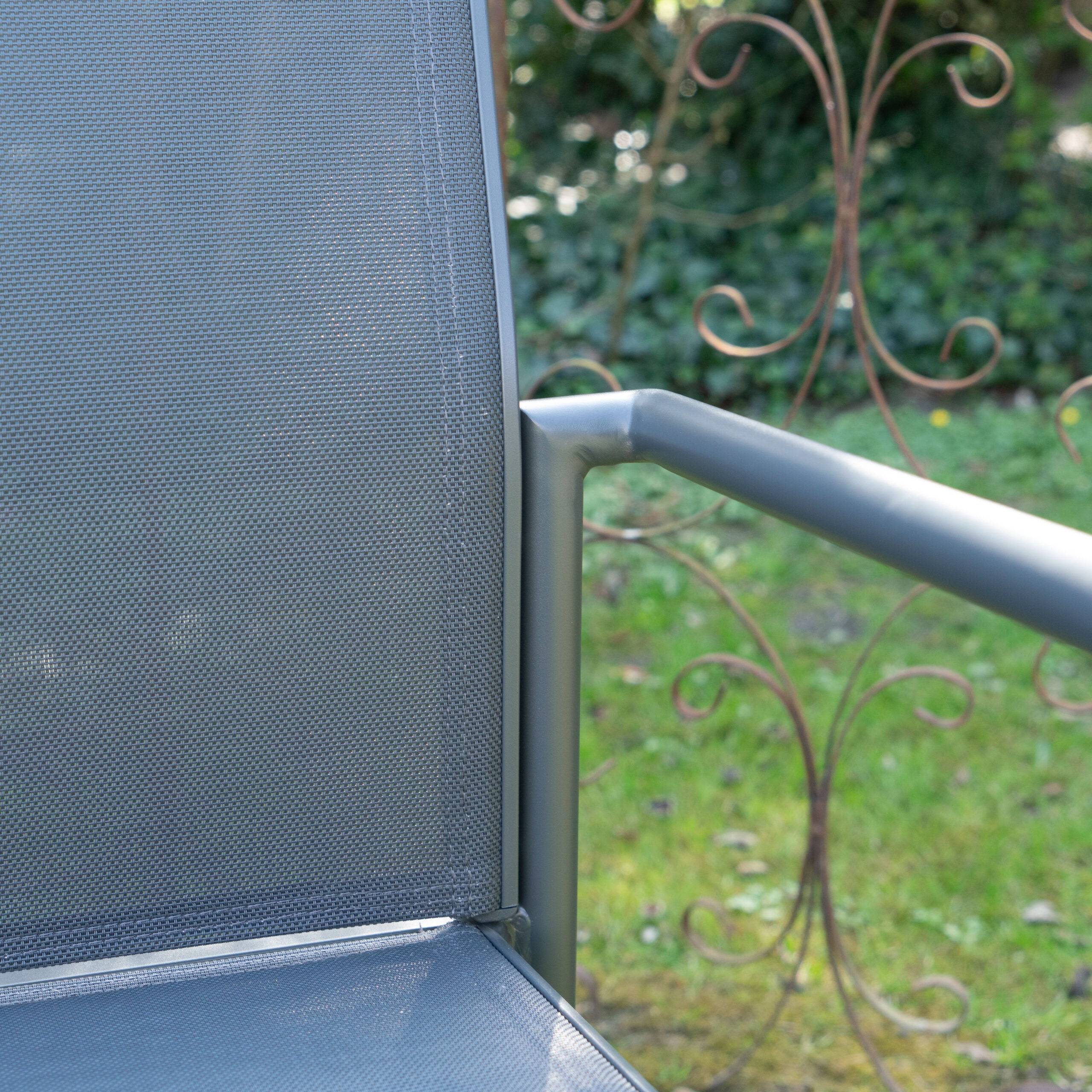 Wilsa Garden - Lot de 2 fauteuils de jardin aluminium gris textilène MODULO - Image 6