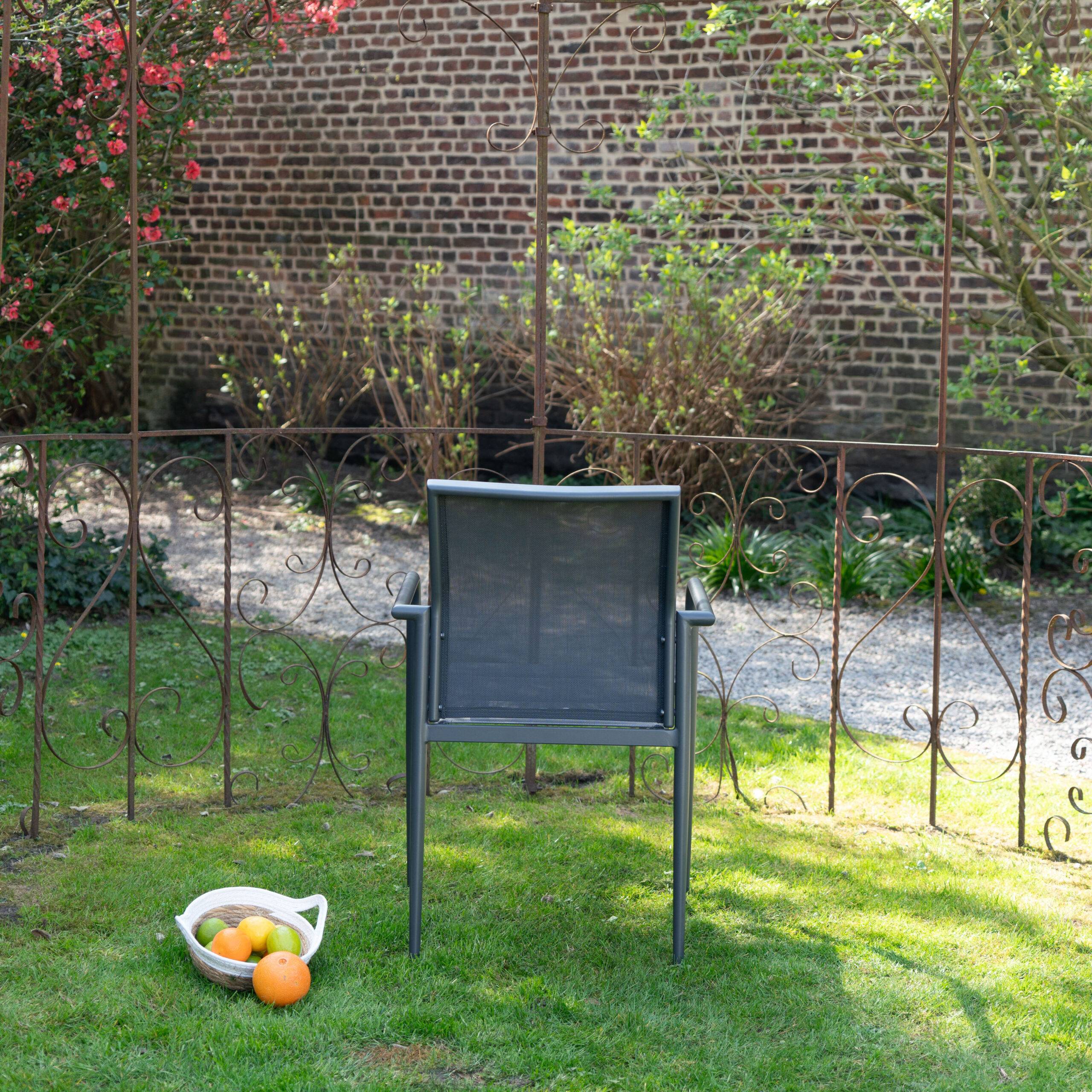 Wilsa Garden - Lot de 2 fauteuils de jardin aluminium gris textilène MODULO - Image 4
