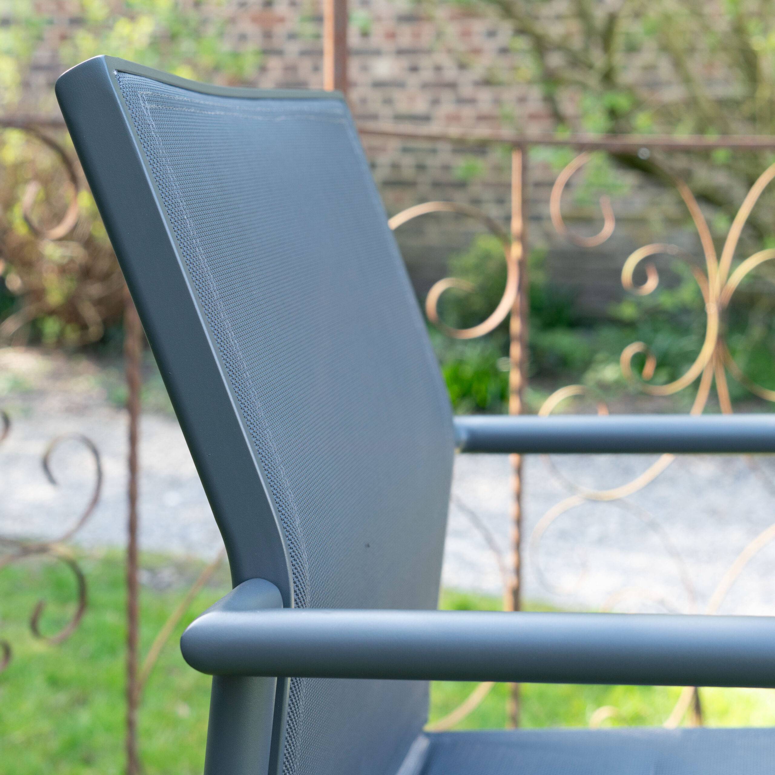 Wilsa Garden - Lot de 2 fauteuils de jardin aluminium gris textilène MODULO - Image 5