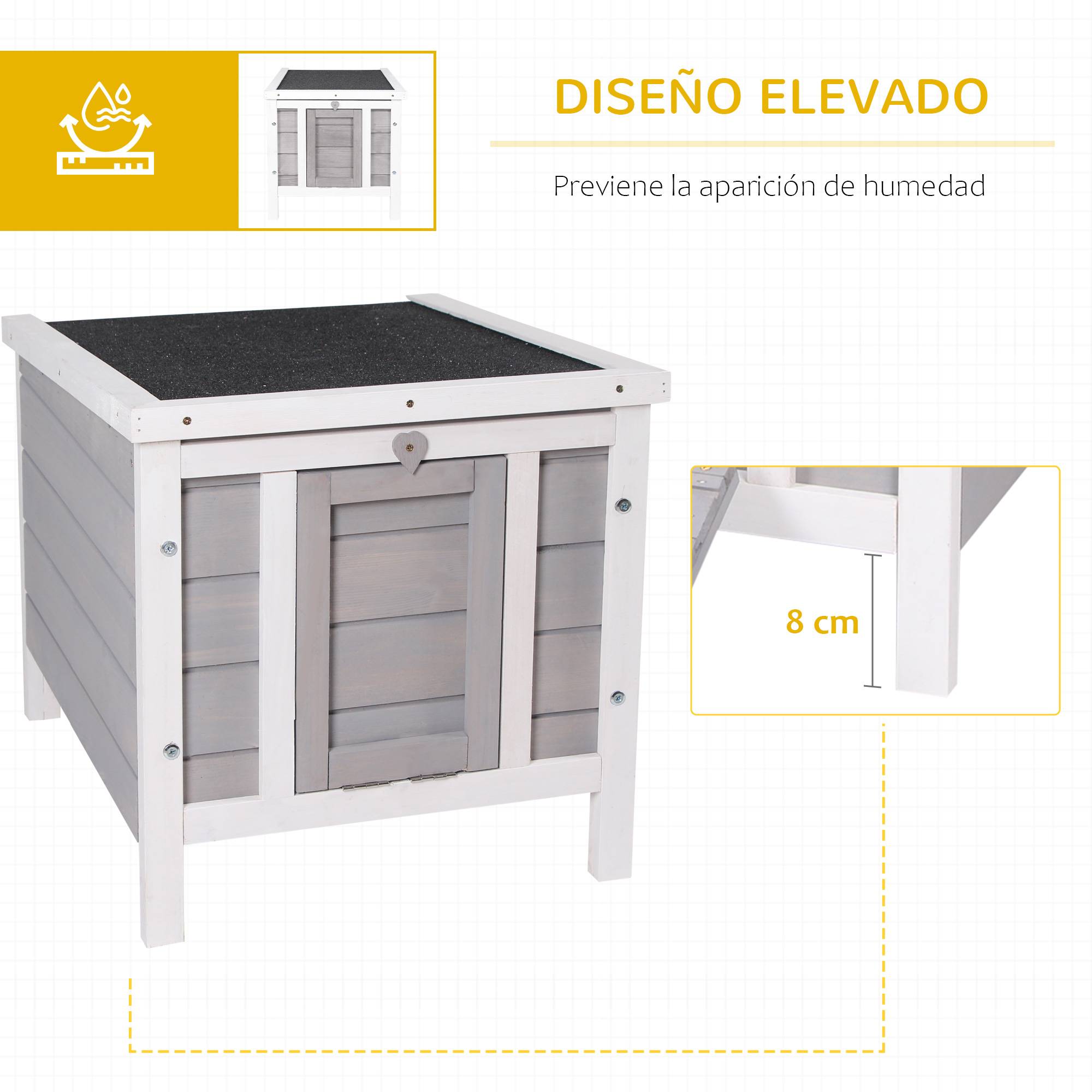 Abri en Bois pour Petit Lapin Niche Extérieure Toit Ouvrant et Porte Rampe 42cm Gris - ComfortXL Outdoor Living - Image 7