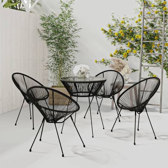 ComfortXL - Salon de Jardin 5p Rotin PVC Rond Table Ronde Ø70cm Extérieur Noir – ComfortXL Outdoor Living - Image 1