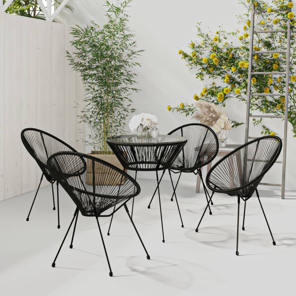 ComfortXL - Salon de Jardin 5p Rotin PVC Rond Table Ronde Ø70cm Extérieur Noir – ComfortXL Outdoor Living - Image 1