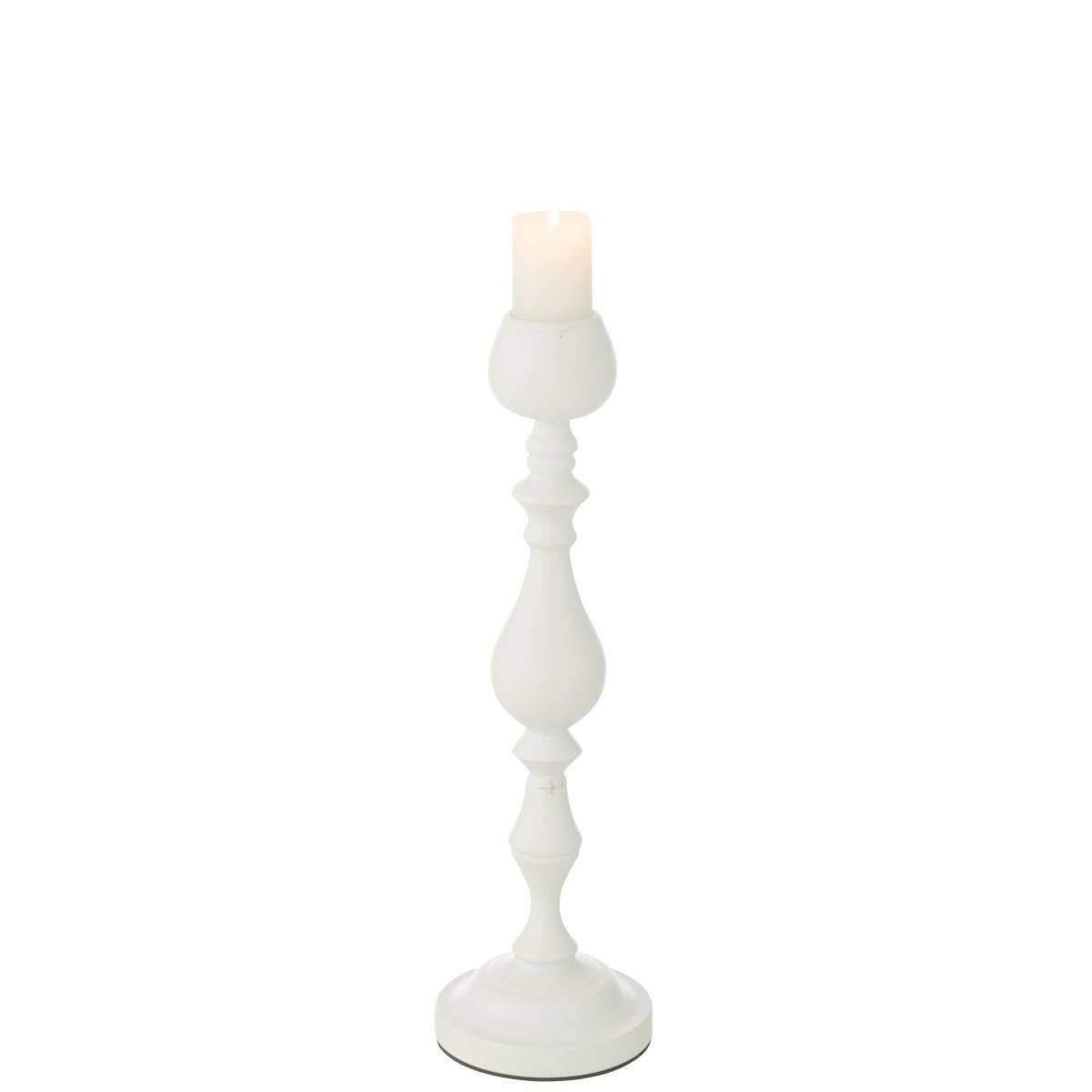 Bougeoir en Métal "Monarchy" 47cm Blanc - Image 2