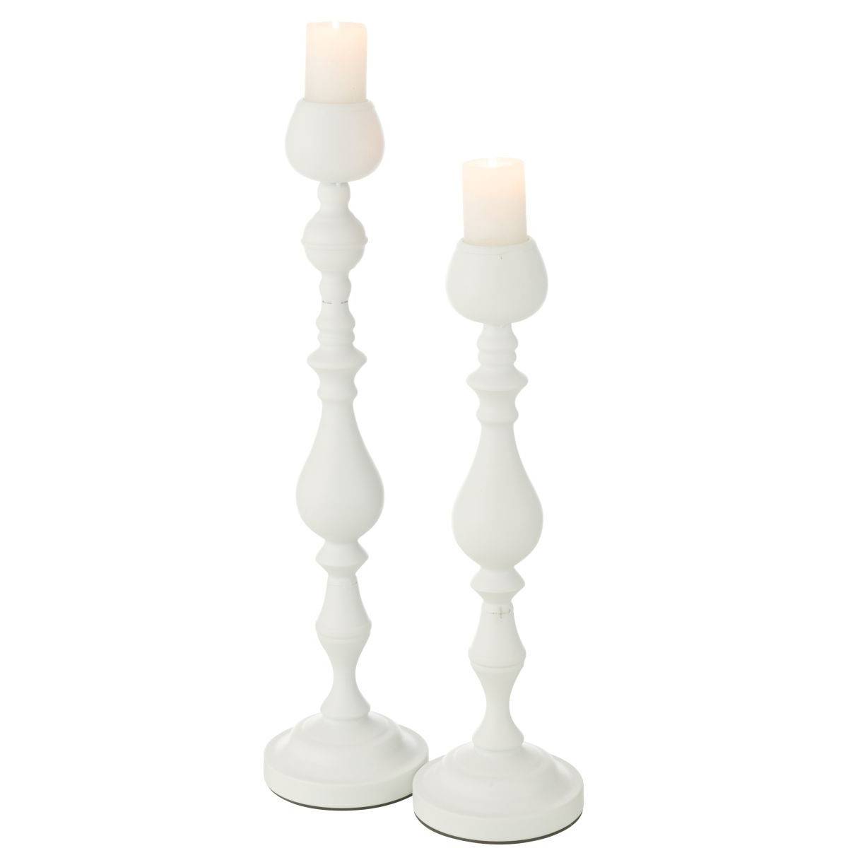 Bougeoir en Métal "Monarchy" 47cm Blanc - Image 4