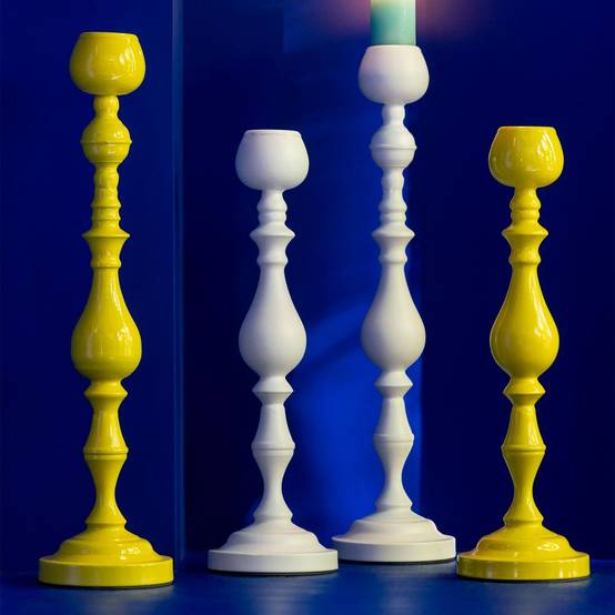 Bougeoir en Métal "Monarchy" 47cm Blanc - Image 5