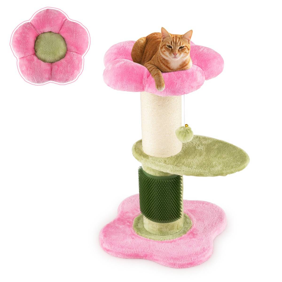 Maison Chic - Arbre à Chat Fleur Tour pour Chatons avec Plateforme Rembourrée en Peluche Poteau à Griffer