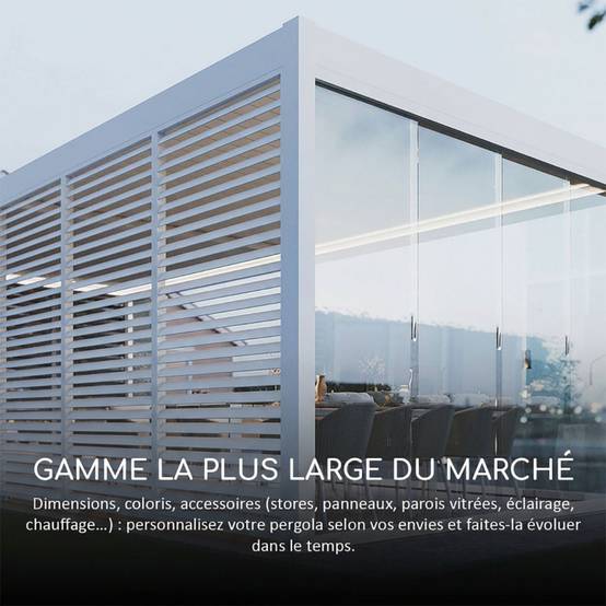 Ombrea - Pergola bioclimatique Ombréa adossée VS 3x6M Blanc + 2 stores - Image 7