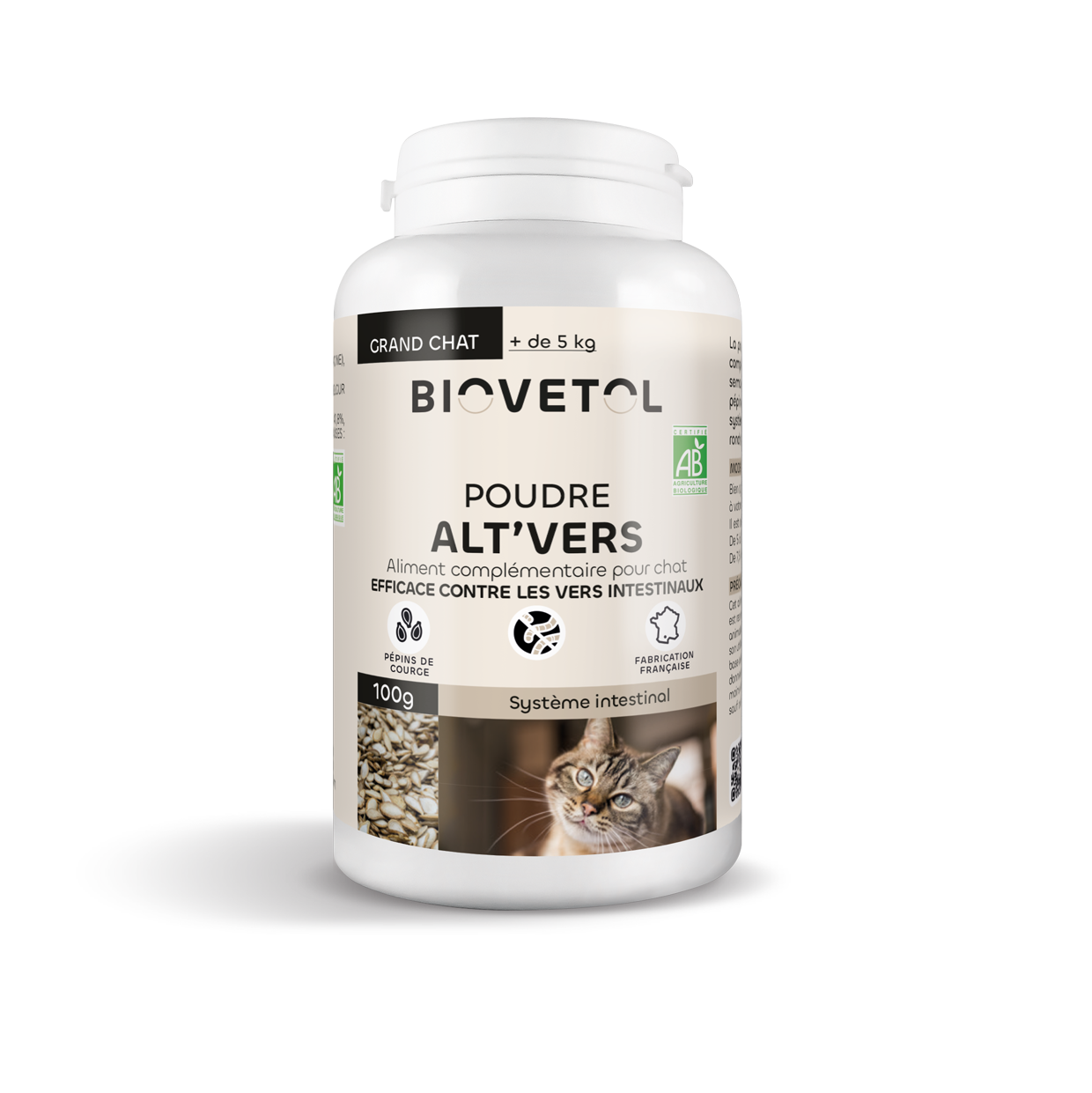 Biovetol - Vermifuge Bio en Poudre pour Grand Chat - Image 1