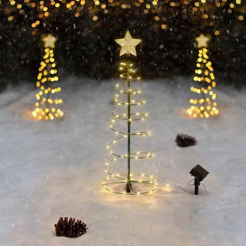 (Blanc chaud) décoration d'arbre de noël artificiel solaire extérieur, lumières de jardin solaires, décoration d'arbre lumineux LED de noël - Image 3