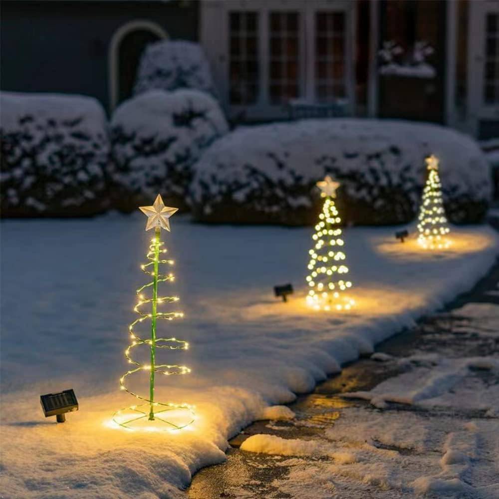 (Blanc chaud) décoration d'arbre de noël artificiel solaire extérieur, lumières de jardin solaires, décoration d'arbre lumineux LED de noël - Image 4