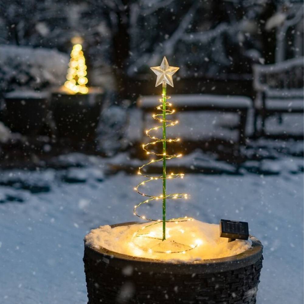 (Blanc chaud) décoration d'arbre de noël artificiel solaire extérieur, lumières de jardin solaires, décoration d'arbre lumineux LED de noël - Image 1