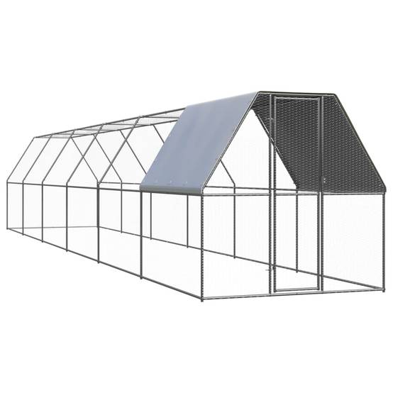Poulailler Volière Extérieur Acier Galvanisé pour Jardin Sécurisé 2x12x2m – ComfortXL Outdoor Living - Image 1
