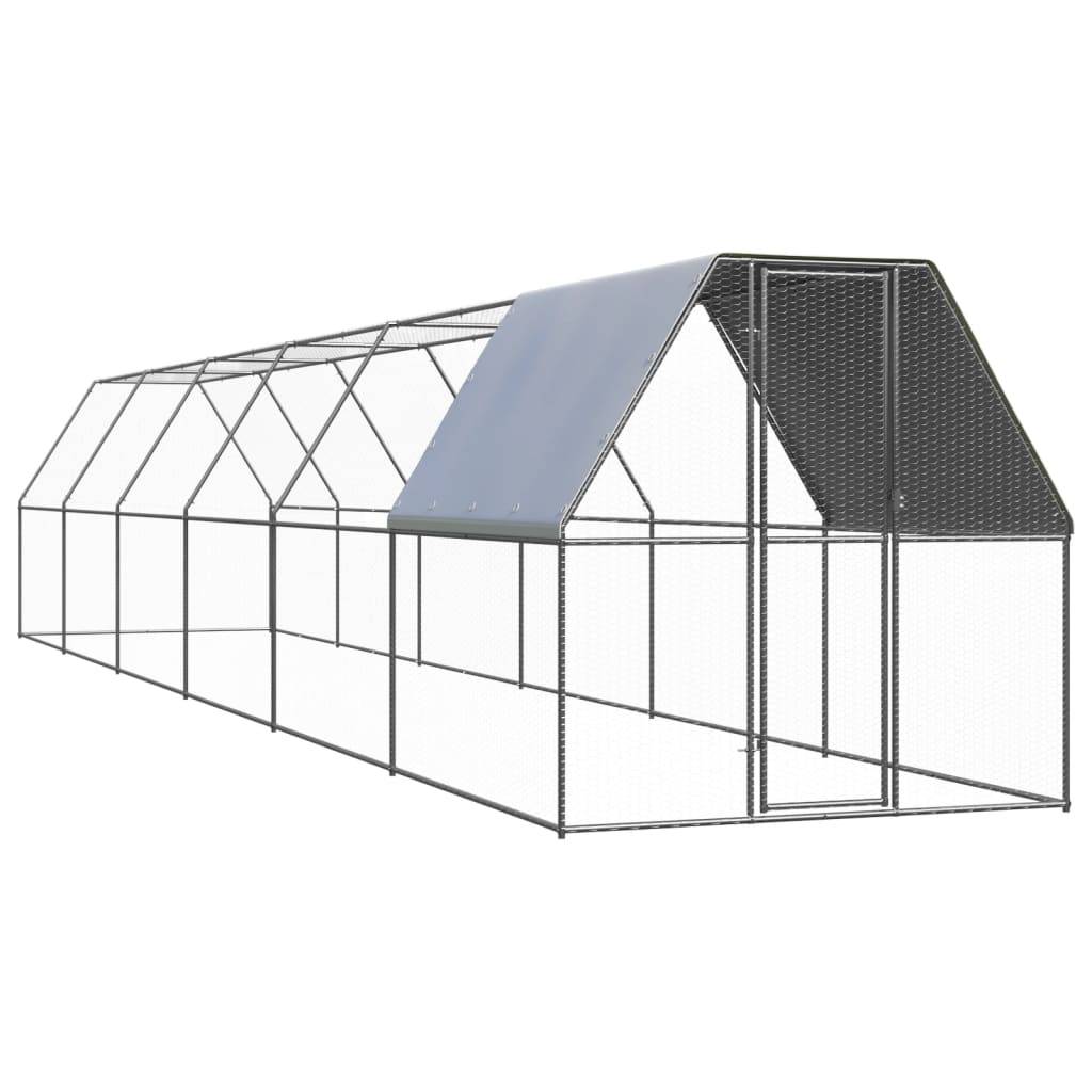 Poulailler Volière Extérieur Acier Galvanisé pour Jardin Sécurisé 2x12x2m – ComfortXL Outdoor Living - Image 1