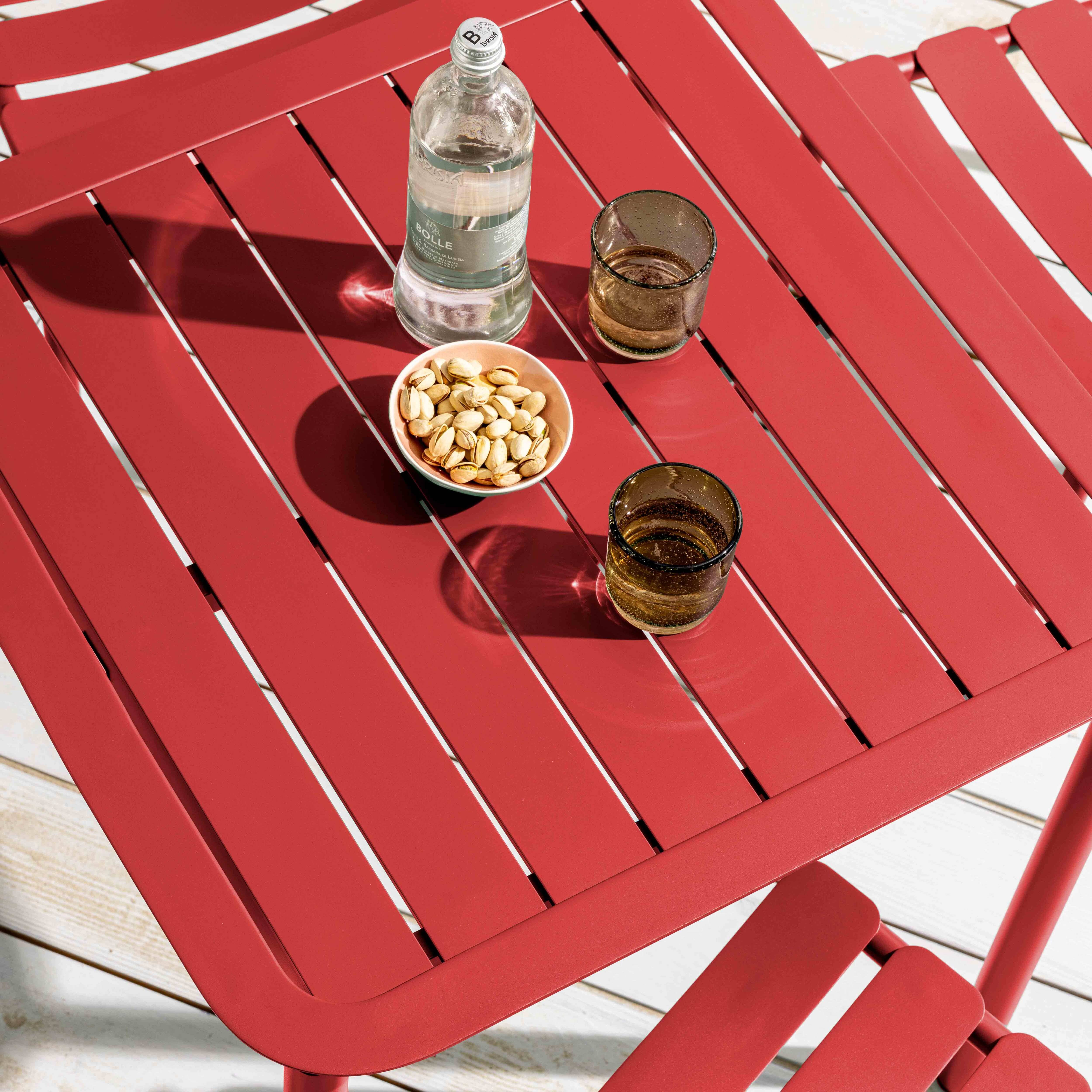 Oviala - Ensemble table de terrasse 70cm et 2 fauteuils rouge foncé Almada - Oviala - Image 4