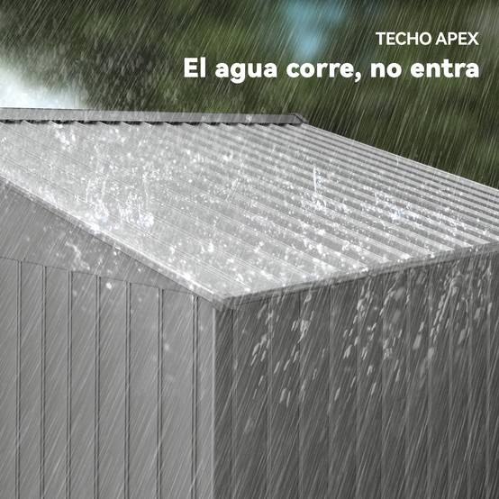 Abri de jardin extérieur 4,9 m² (277 x 195 x 192 cm) avec porte coulissante, ventilation et kit de fondation, gris - Image 9
