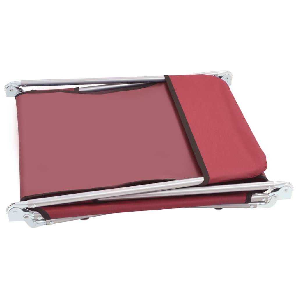 Helloshop26 - Lot de deux chaises longues pliables acier et tissu rouge - Image 5