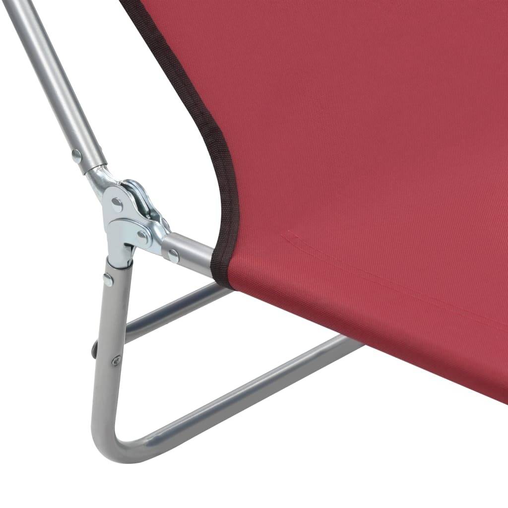 Helloshop26 - Lot de deux chaises longues pliables acier et tissu rouge - Image 8