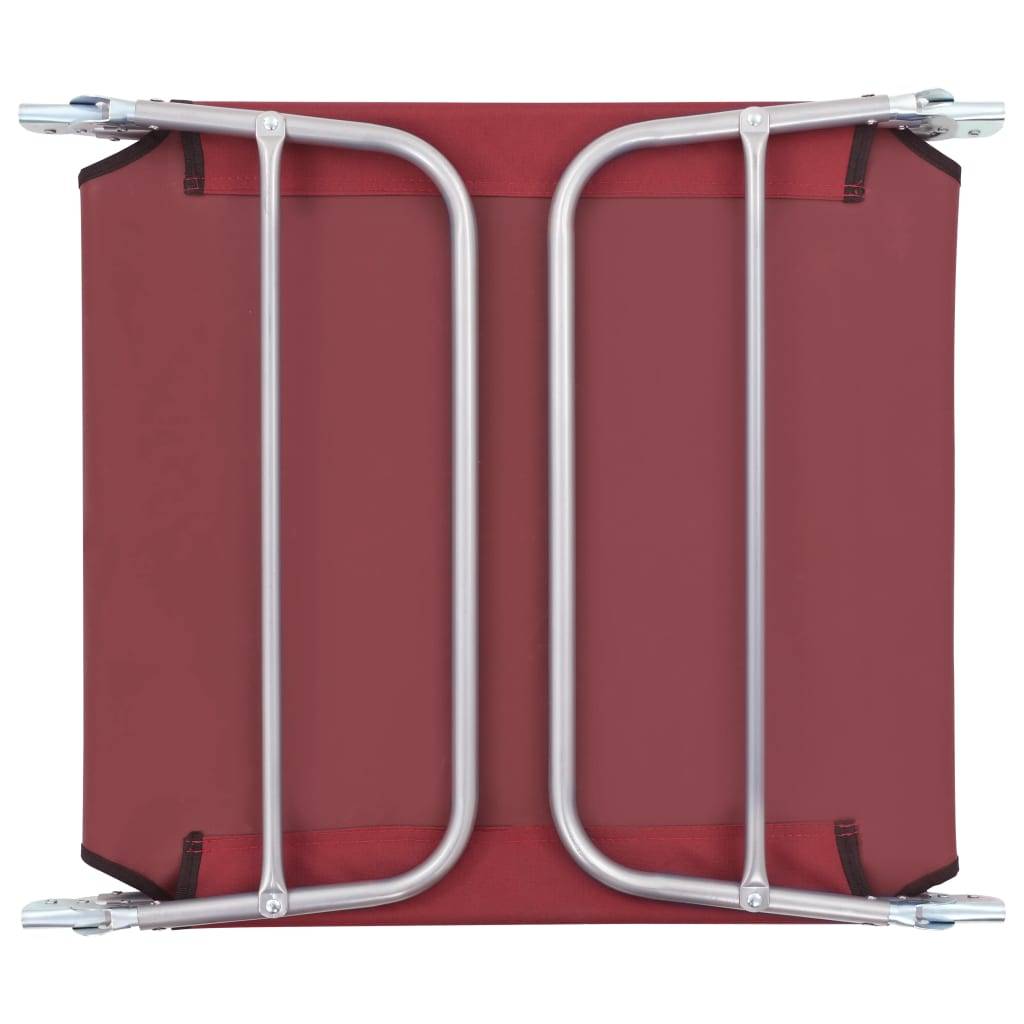 Helloshop26 - Lot de deux chaises longues pliables acier et tissu rouge - Image 9