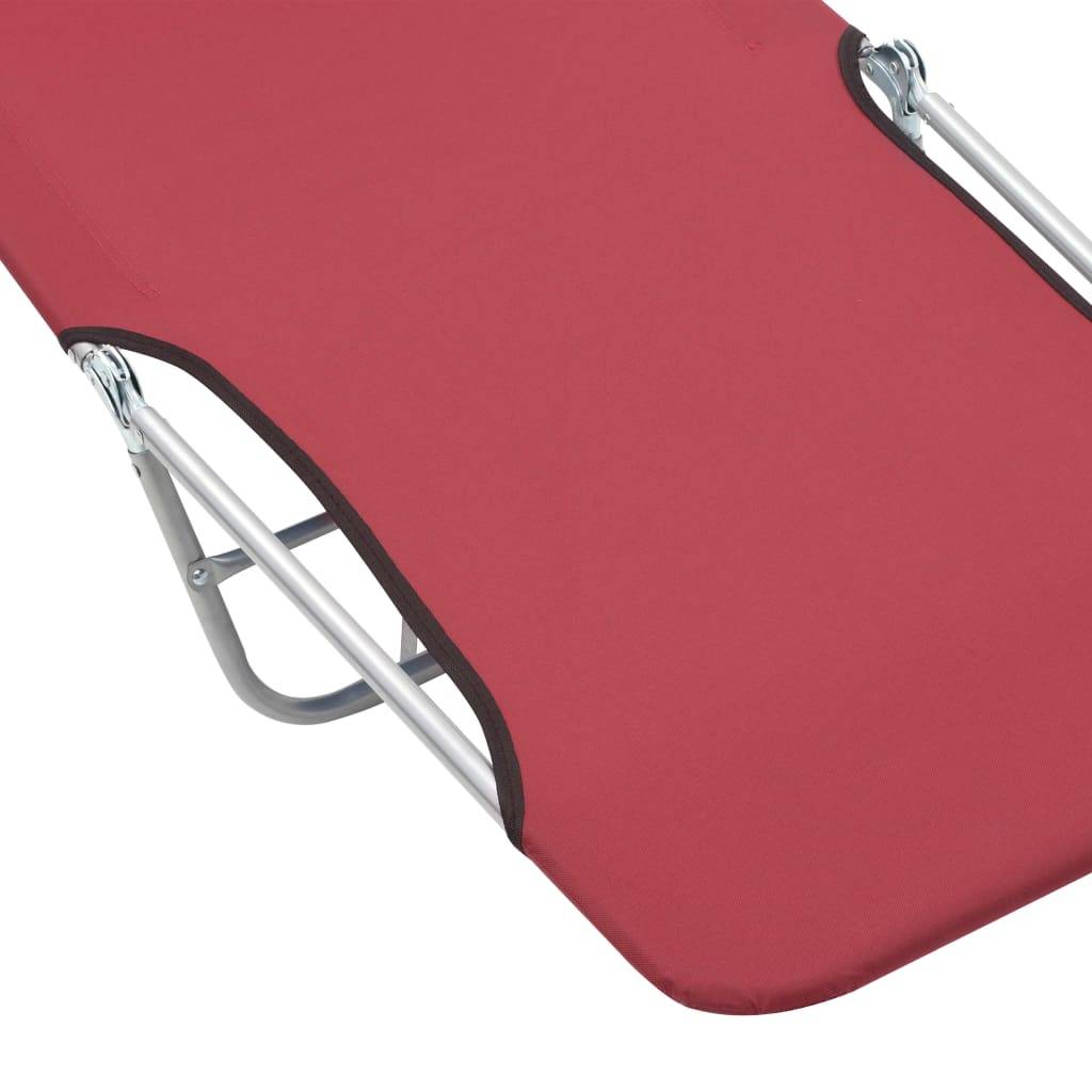 Helloshop26 - Lot de deux chaises longues pliables acier et tissu rouge - Image 7
