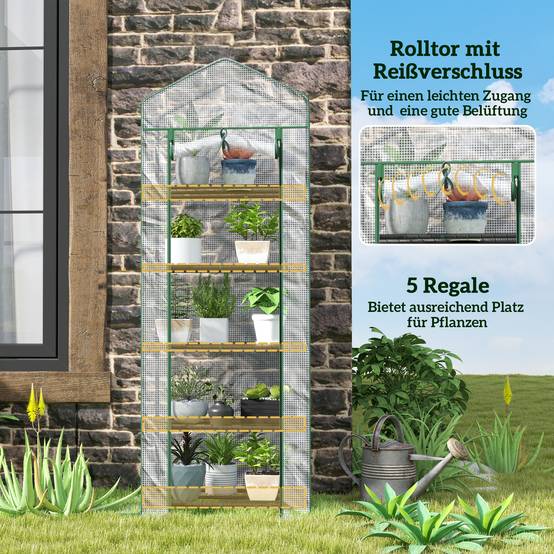 Serre verticale acier pour fleurs croissance optimale 69x49x193cm blanc - ComfortXL Outdoor Living - Image 7