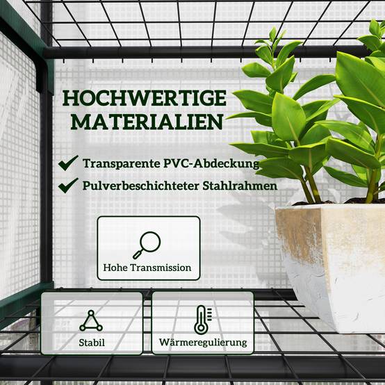 Serre verticale acier pour fleurs croissance optimale 69x49x193cm blanc - ComfortXL Outdoor Living - Image 6