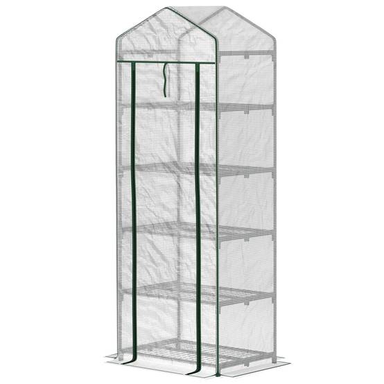Serre verticale acier pour fleurs croissance optimale 69x49x193cm blanc - ComfortXL Outdoor Living - Image 2