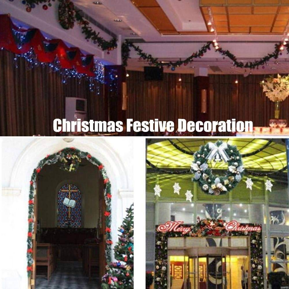 Rouge Guirlande de Noël de 2,7 m avec fleurs dorées, décoration de Noël, lampes LED, décoration de vacances pour escaliers, murs, portes - Image 3