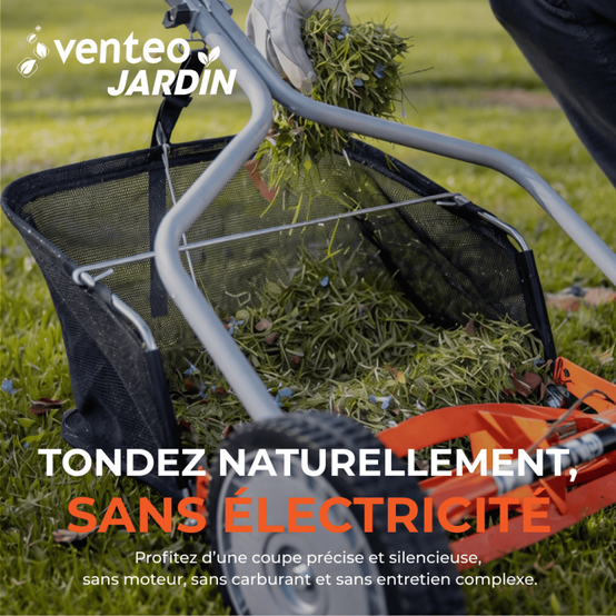 VENTEO Pack Tondeuse Hélicoïdale Manuelle 4 Lames avec Bac | Tondeuse Manuelle Coupe Hélicoïdale Sans Électricité - VENTEO - Image 7