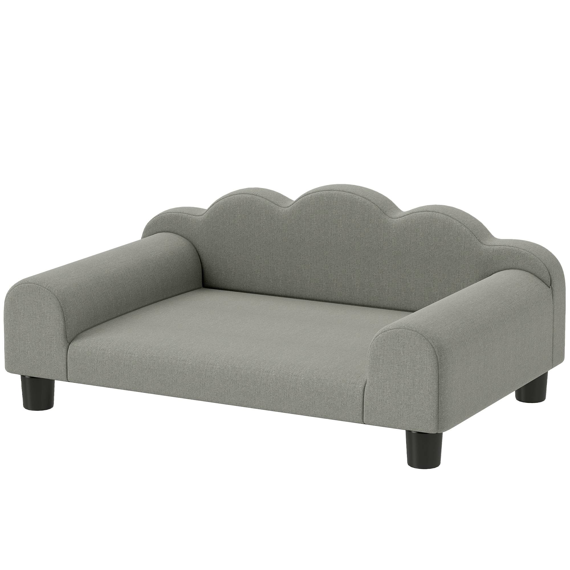 Sans Marque - Canapé pour chien avec accoudoirs confortables, bois et tissu éponge, 66 x 42 x 28,5 cm, gris - Image 2
