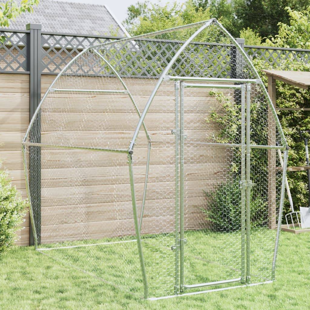 Maison Chic - Cage pour poules - Cage extérieur/intérieur argenté 200x105x182 cm acier galvanisé - Image 2