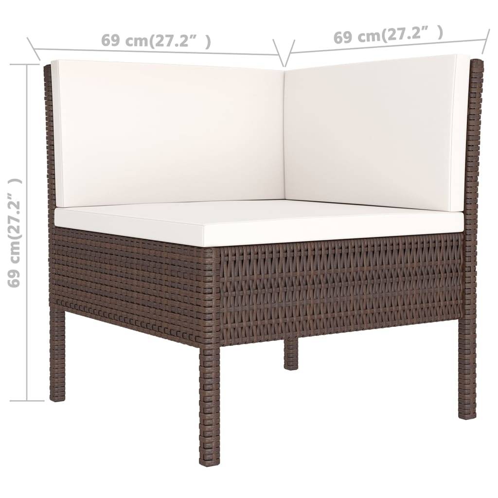 Helloshop26 - Salon de jardin meuble d'extérieur ensemble de mobilier 9 pièces avec coussins résine tressée marron - Image 6