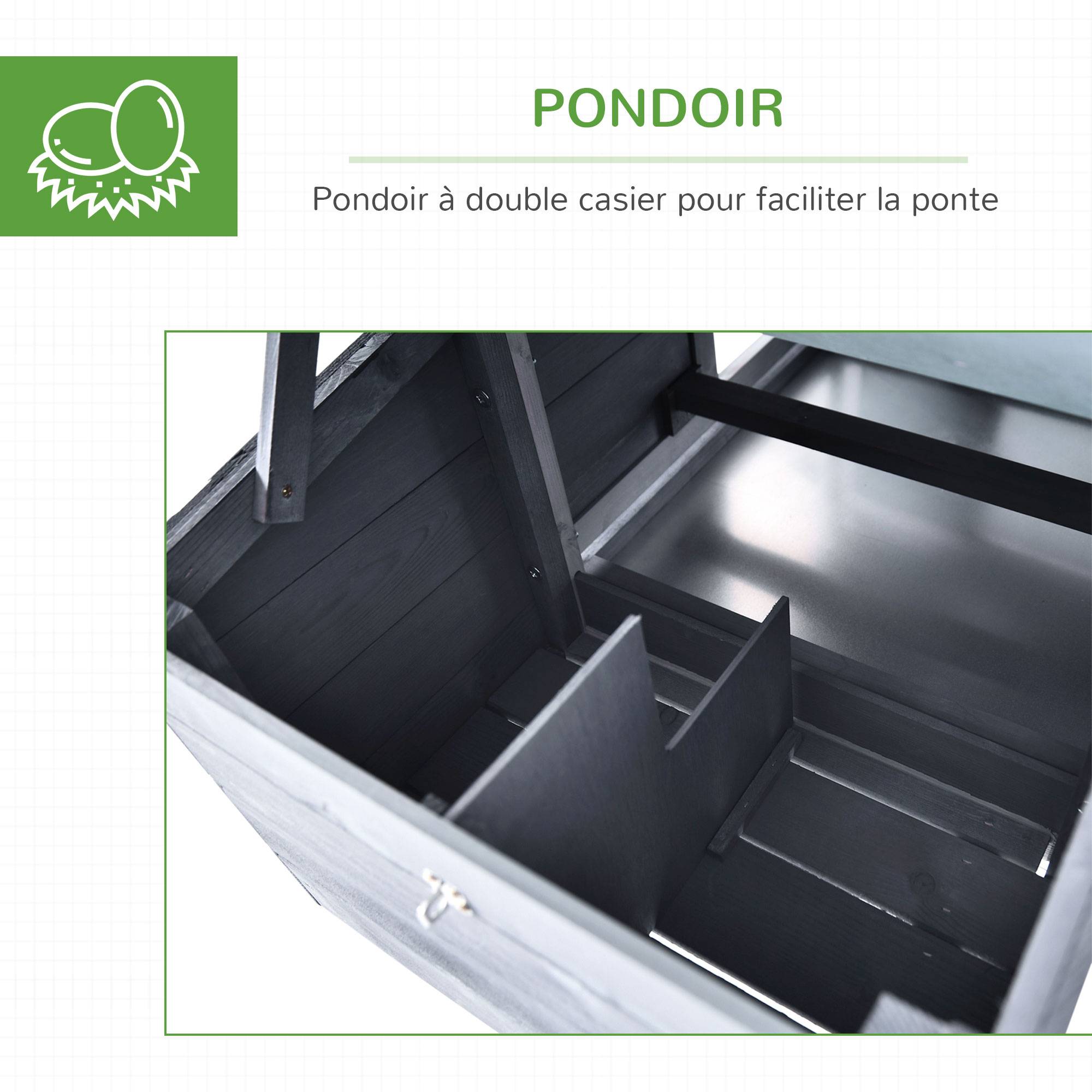Petit poulailler cottage cage à poules sur pied dim. 150,5L x 54l x 87H cm multi-équipement bois massif de sapin - Image 8