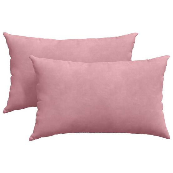 Set de 2 Coussins Rectangulaires Velours Côtelé Housse Amovible pour Décoration Rose 50x30 cm – ComfortXL Outdoor Living - Image 2
