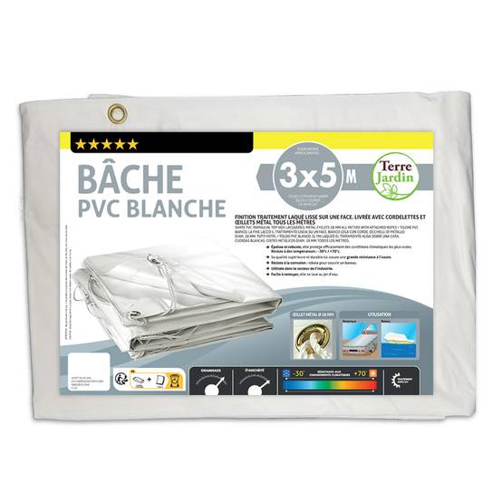 Bâche PVC premium blanche 300g/m2 3 x 5 Blanc - Image 2