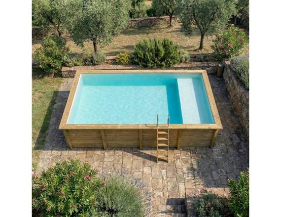 Altanka - Piscine hors sol en bois AQUA 8.5 x 4.35 - H.1.45 m avec plage, sable, fixations à visser - BAS7309OSPL3+PLA309 - ALTANKA - Image 3
