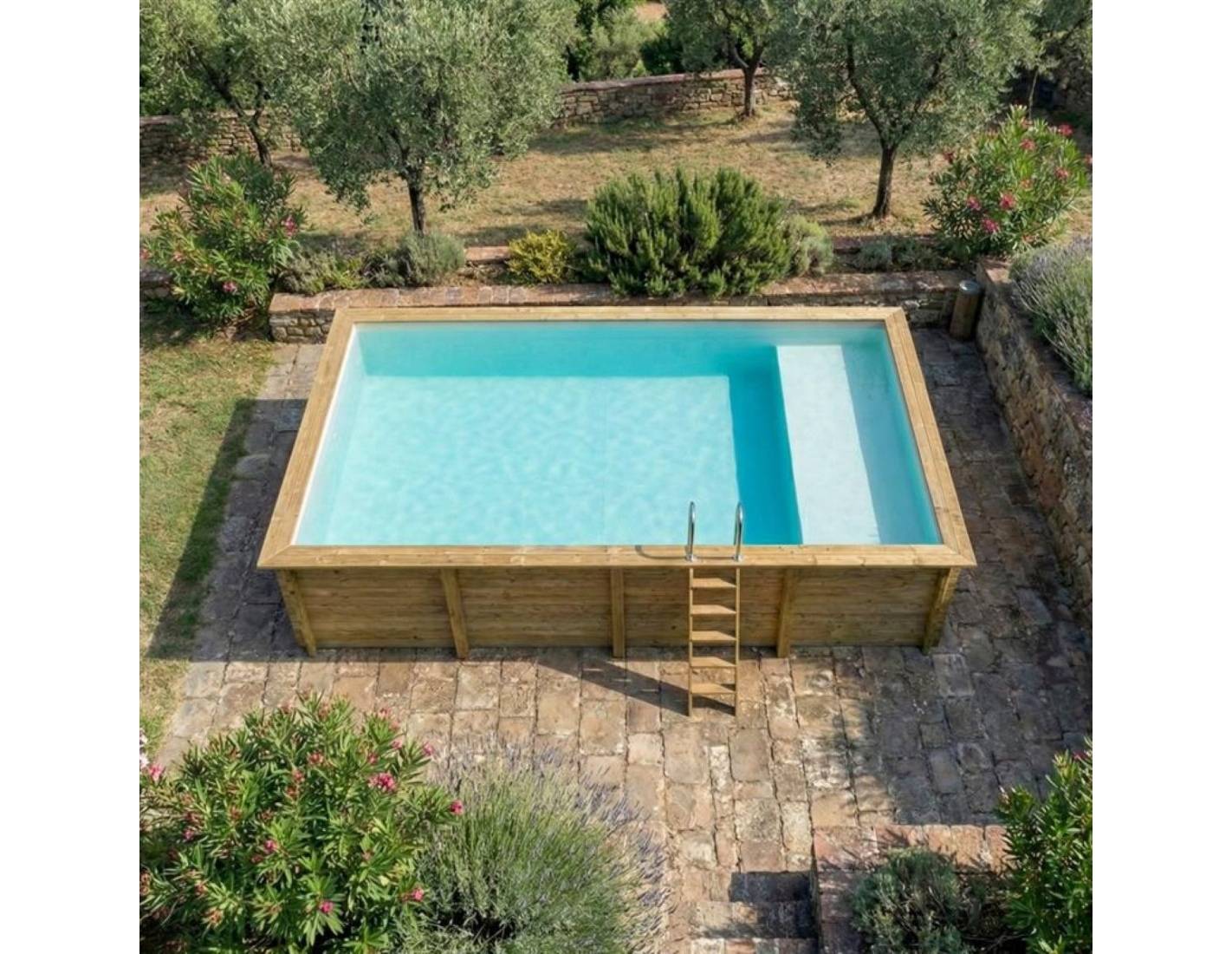 Altanka - Piscine hors sol en bois AQUA 8.5 x 4.35 - H.1.45 m avec plage, sable, fixations à visser - BAS7309OSPL3+PLA309 - ALTANKA - Image 3