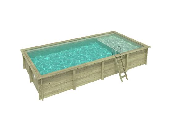 Altanka - Piscine hors sol en bois AQUA 8.5 x 4.35 - H.1.45 m avec plage, sable, fixations à visser - BAS7309OSPL3+PLA309 - ALTANKA - Image 2