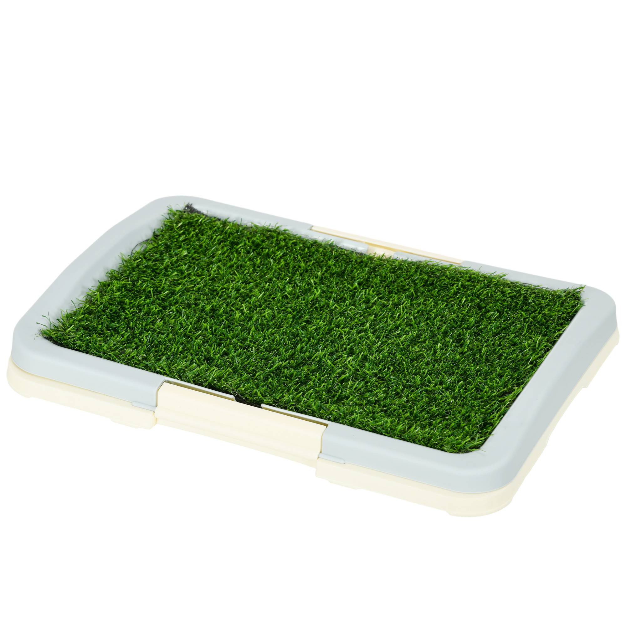 Toilette pour chien litière avec tapis en gazon artificiel plateau et panneau grillagé 46,5 x 34 cm - Image 2