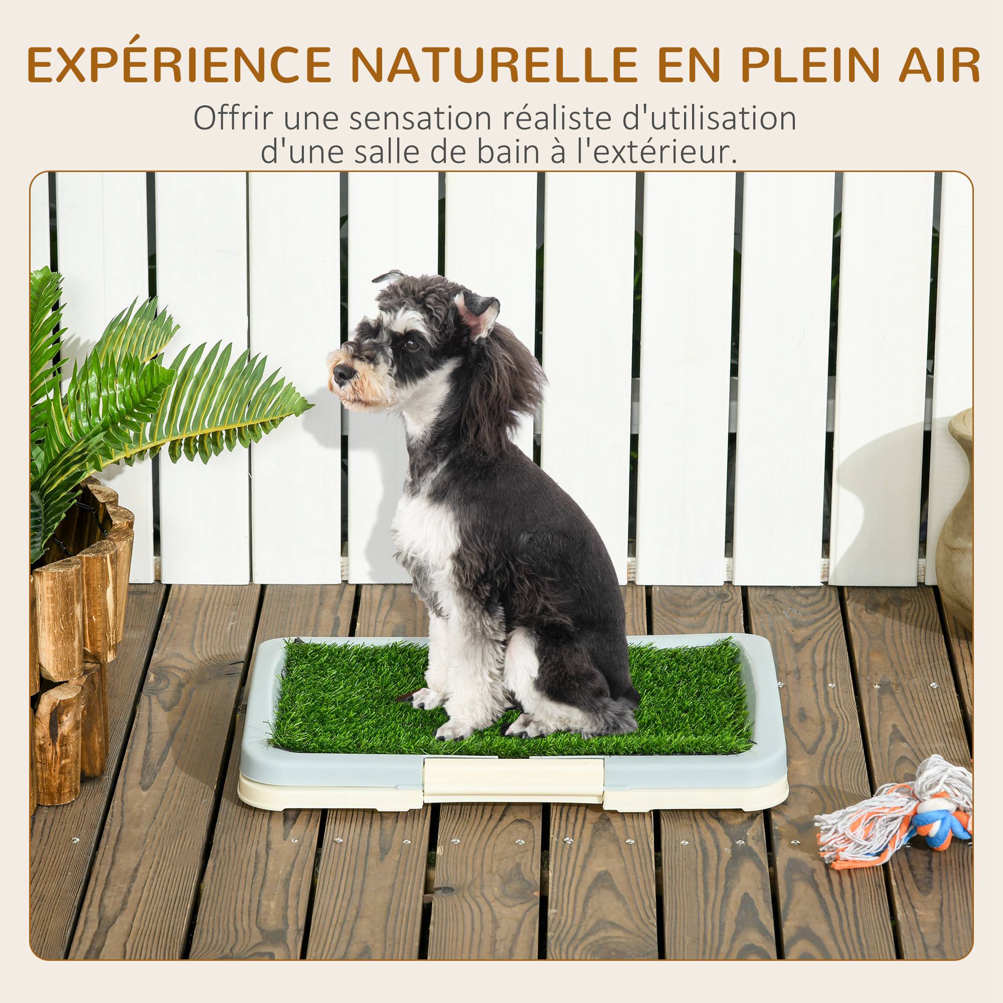 Toilette pour chien litière avec tapis en gazon artificiel plateau et panneau grillagé 46,5 x 34 cm - Image 6