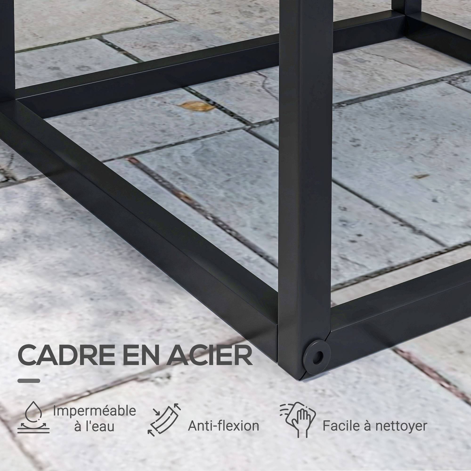Lot de 2 supports pot de fleurs encastrables 2 hauteurs différentes 58,5 et 65 cm - acier noir - Image 7
