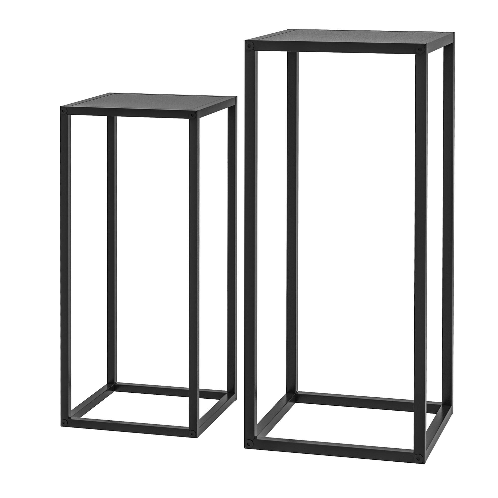 Lot de 2 supports pot de fleurs encastrables 2 hauteurs différentes 58,5 et 65 cm - acier noir - Image 2