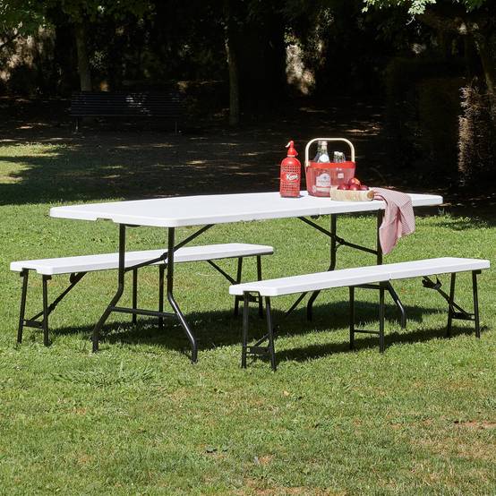 Table pliante rectangulaire intérieur, extérieur 243x76 blanc EASY garbar - Image 2