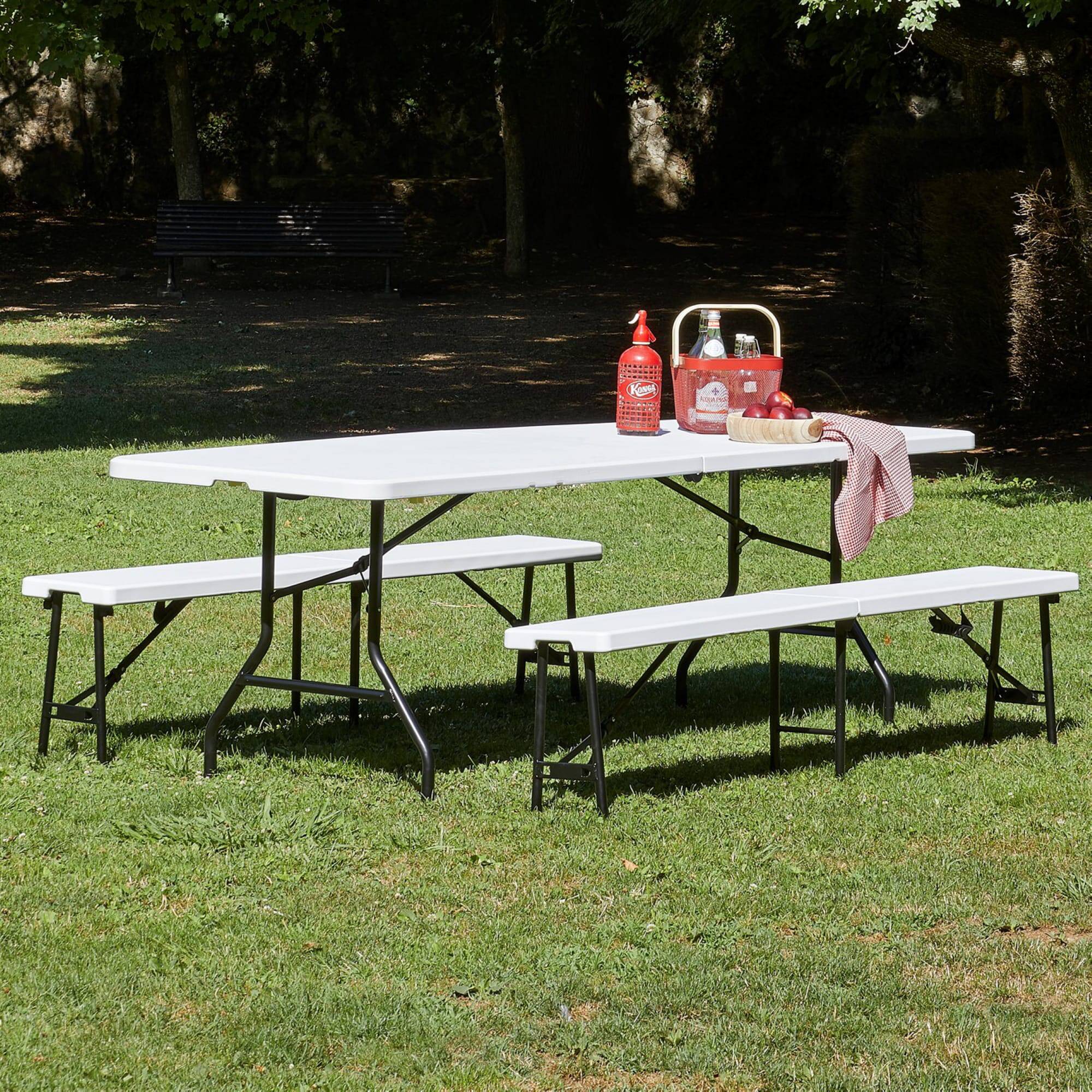 Table pliante rectangulaire intérieur, extérieur 243x76 blanc EASY garbar - Image 2