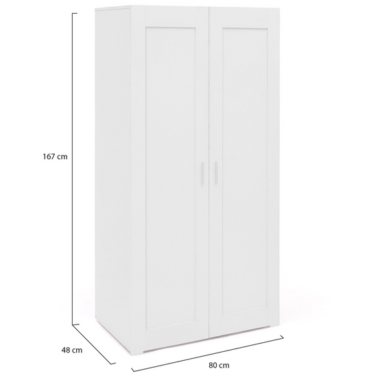 Armoire 2 portes VITO blanc penderie 80 cm avec étagères rangement maxi capacité - Image 5