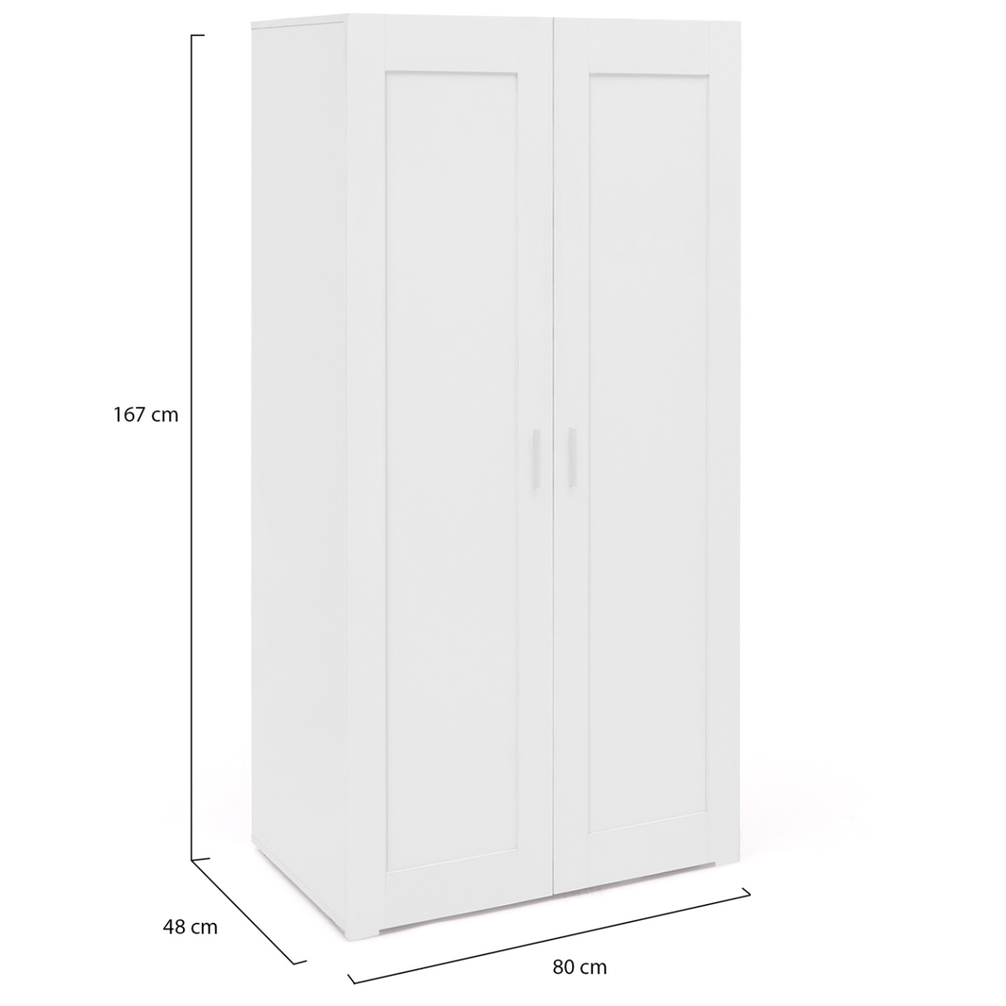 Armoire 2 portes VITO blanc penderie 80 cm avec étagères rangement maxi capacité - Image 5