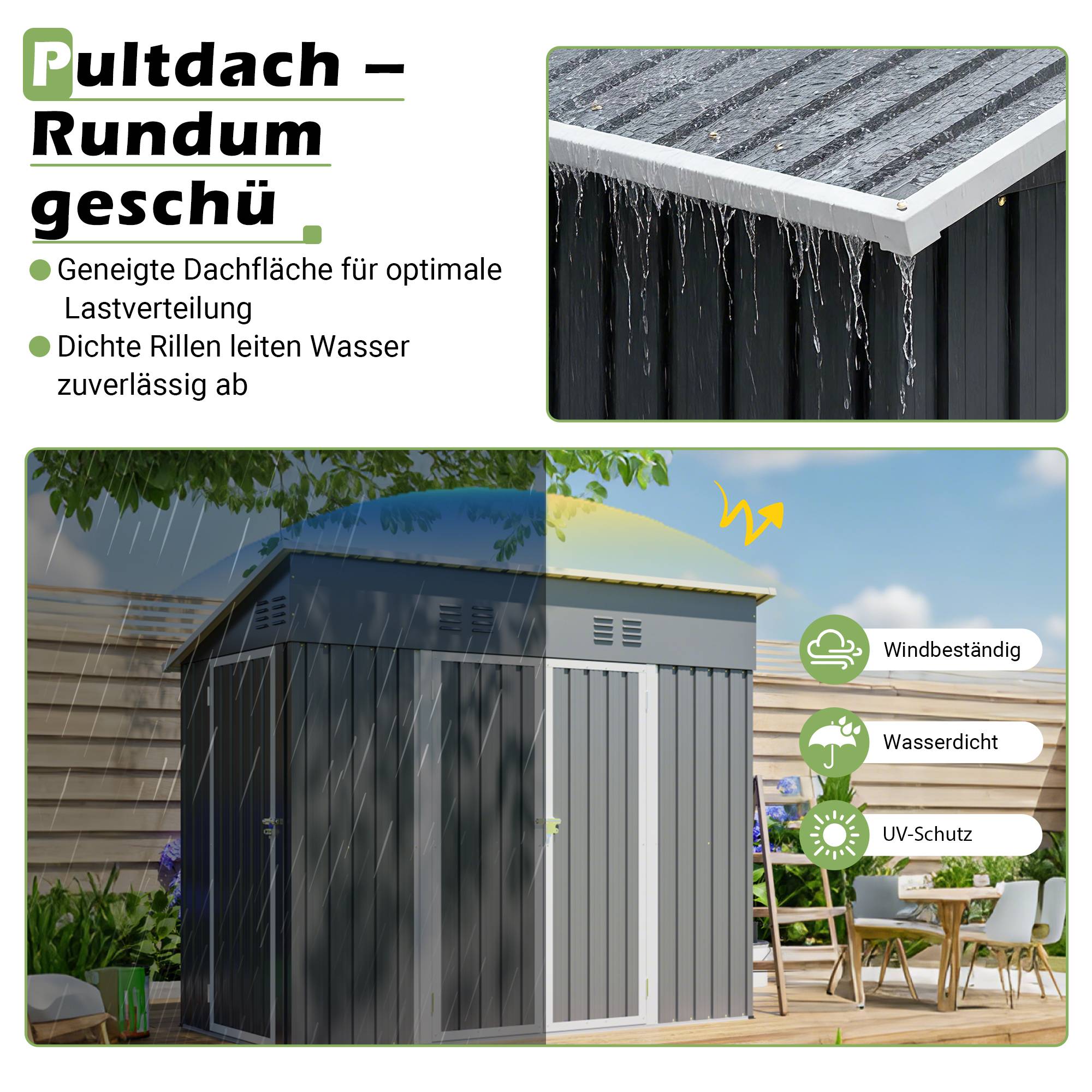 ComfortXL - Abri de jardin métal pour outils vélos cabanon extérieur 242 x 120 x 192 cm gris - ComfortXL Outdoor Living - Image 5