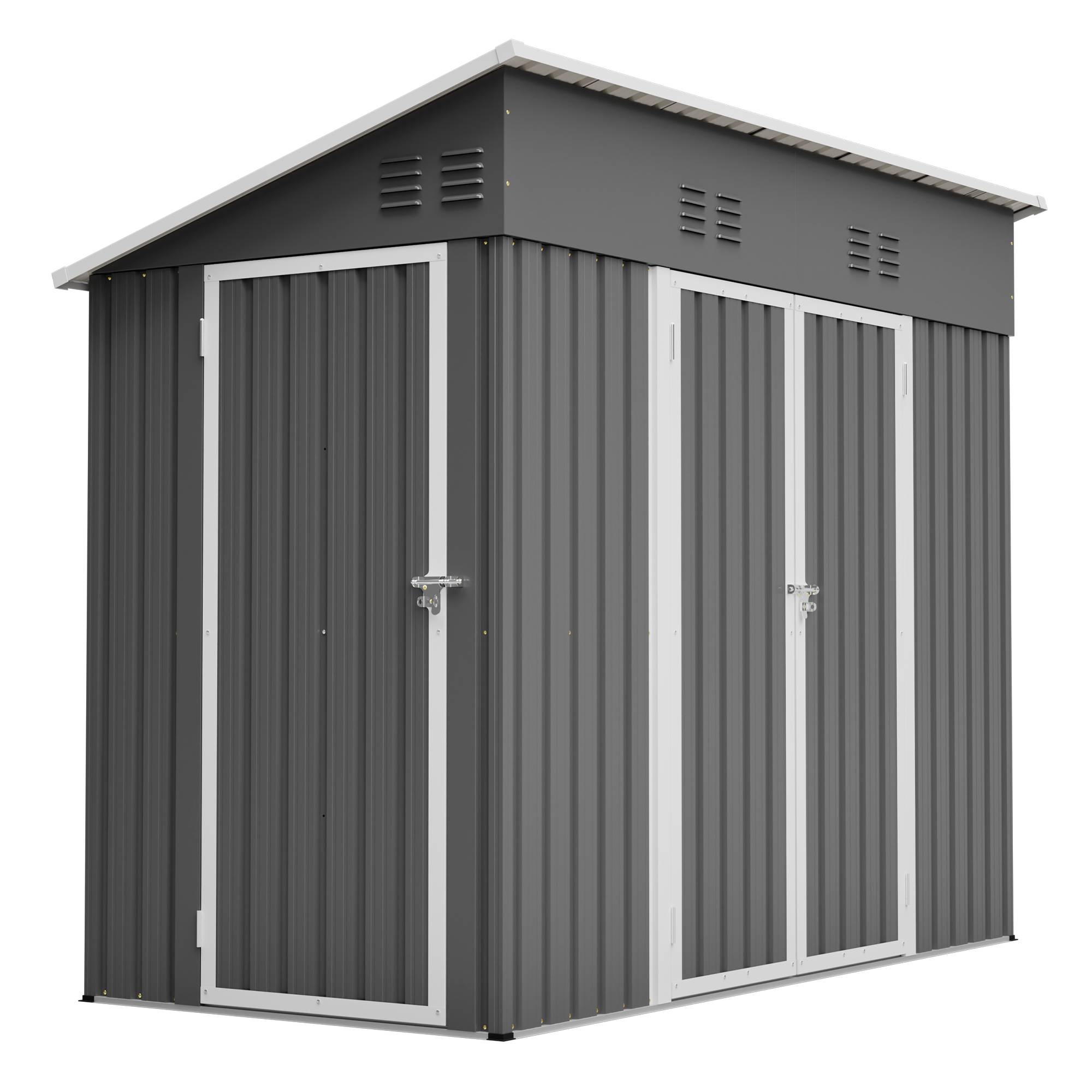 ComfortXL - Abri de jardin métal pour outils vélos cabanon extérieur 242 x 120 x 192 cm gris - ComfortXL Outdoor Living - Image 1