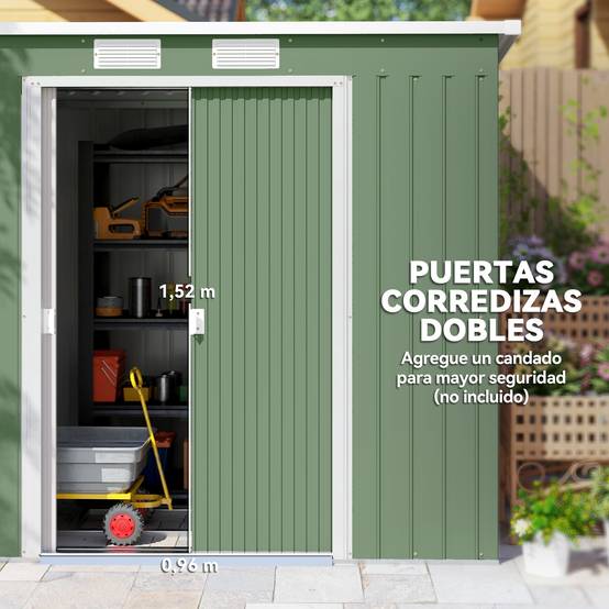 Remise de jardin 213x130x172 cm abri extérieur métallique outils vert olive - Image 7