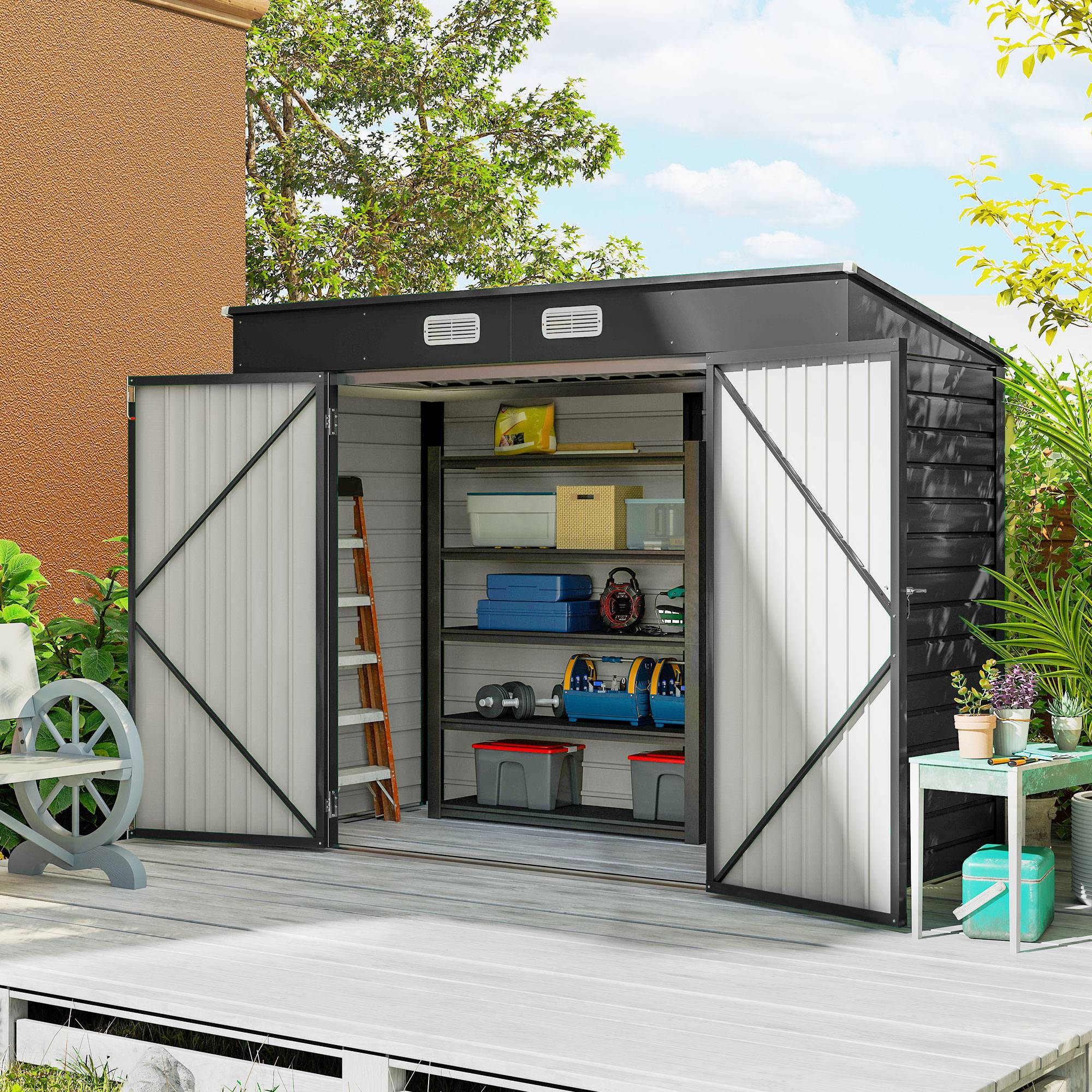 ComfortXL - Abri de jardin acier galvanisé 249 x 121 x 183 cm gris pour outils de jardin - ComfortXL Outdoor Living - Image 3