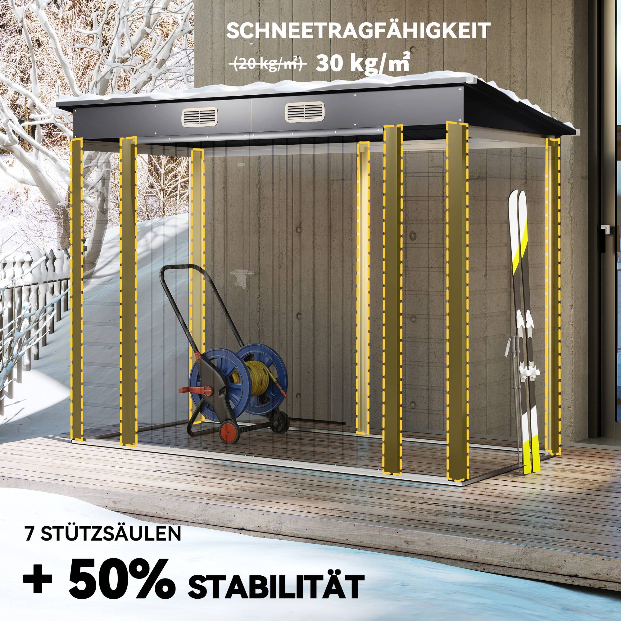ComfortXL - Abri de jardin acier galvanisé 249 x 121 x 183 cm gris pour outils de jardin - ComfortXL Outdoor Living - Image 7